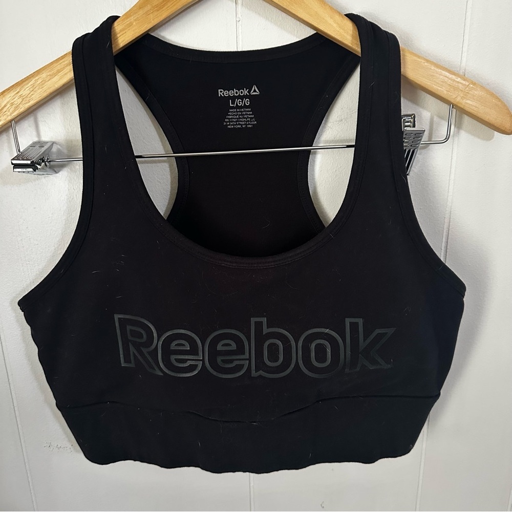 Reebok Black Fitted Crop Tank Sports Bra